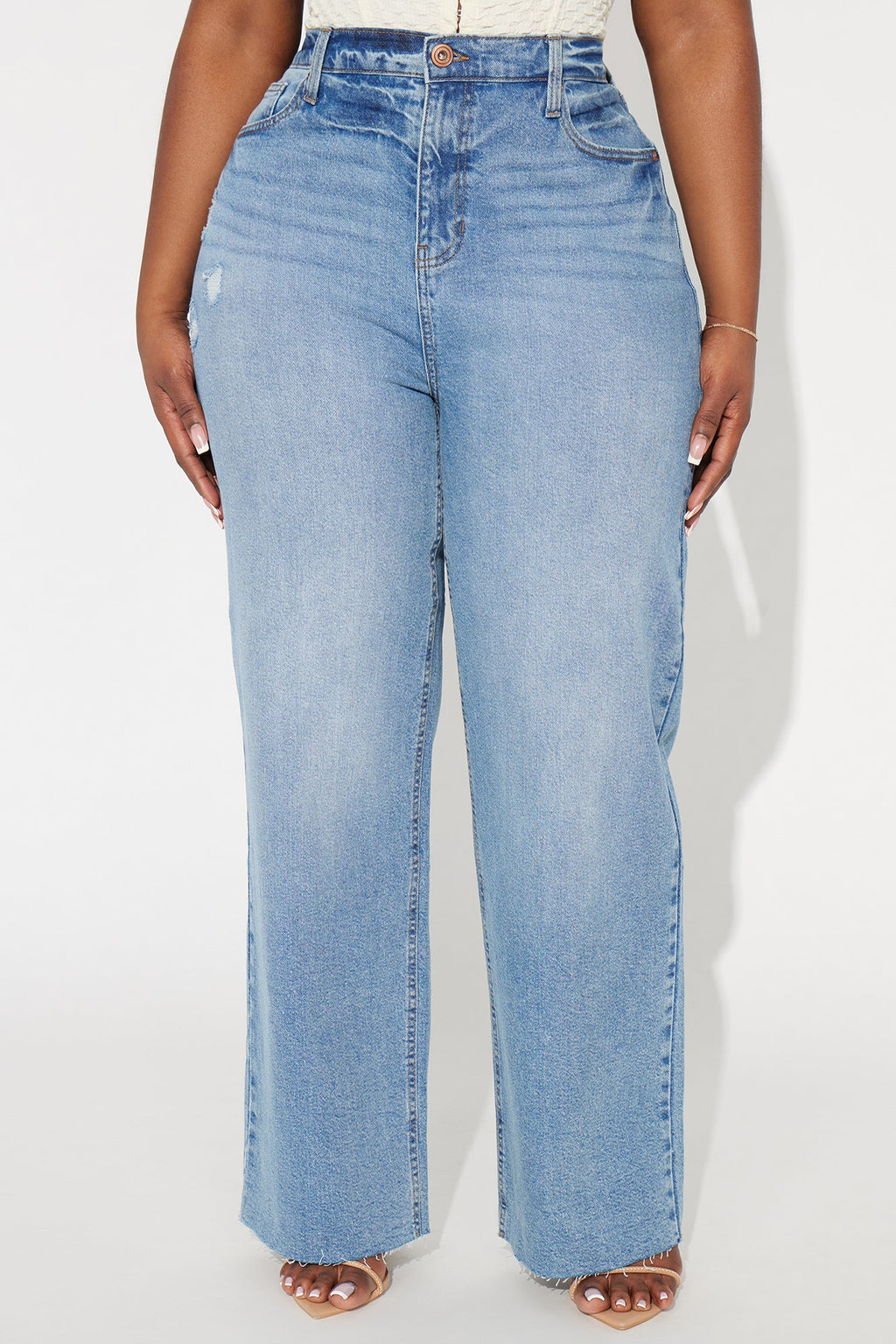 Nova 90's Baby Basic Stretch Wide Leg Jean - Medium Wash