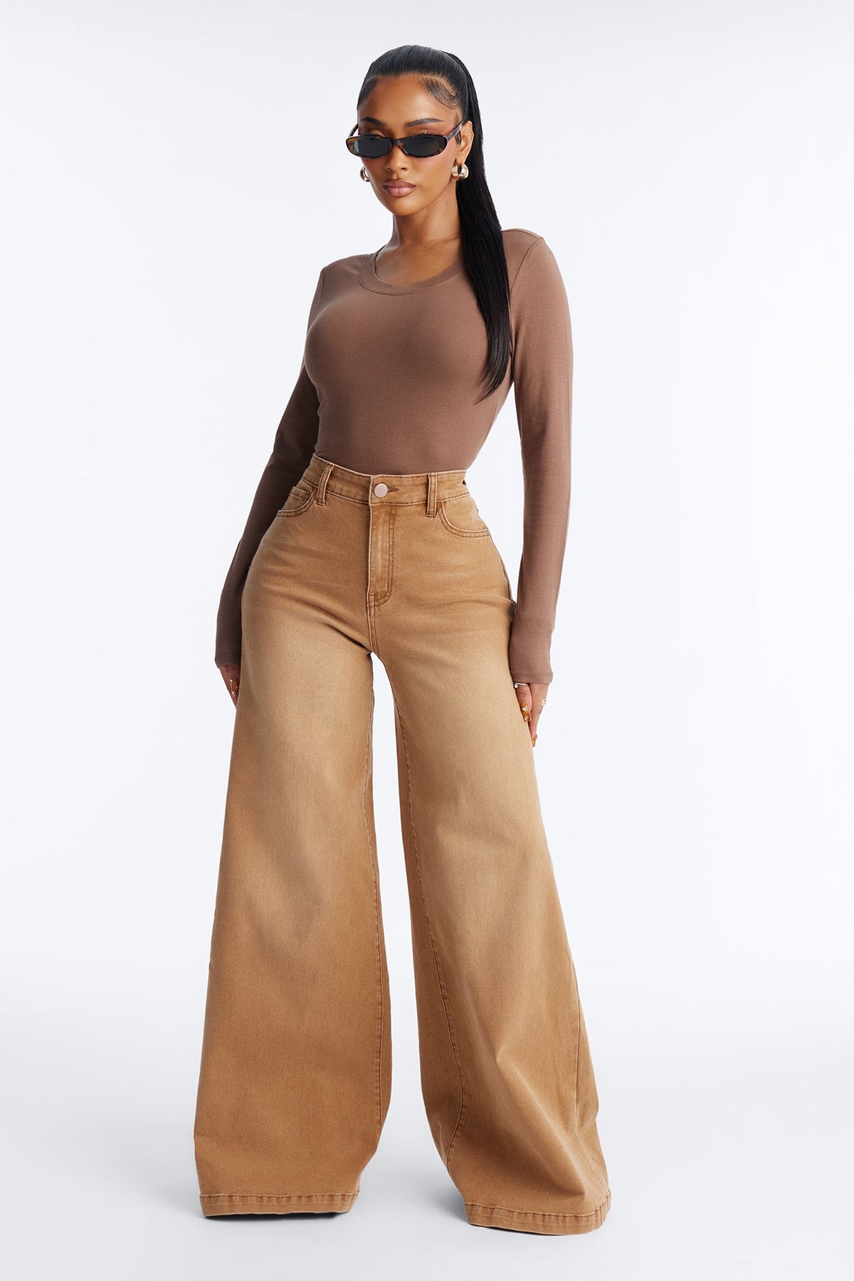 Next Move Wide Leg Jeans - Camel