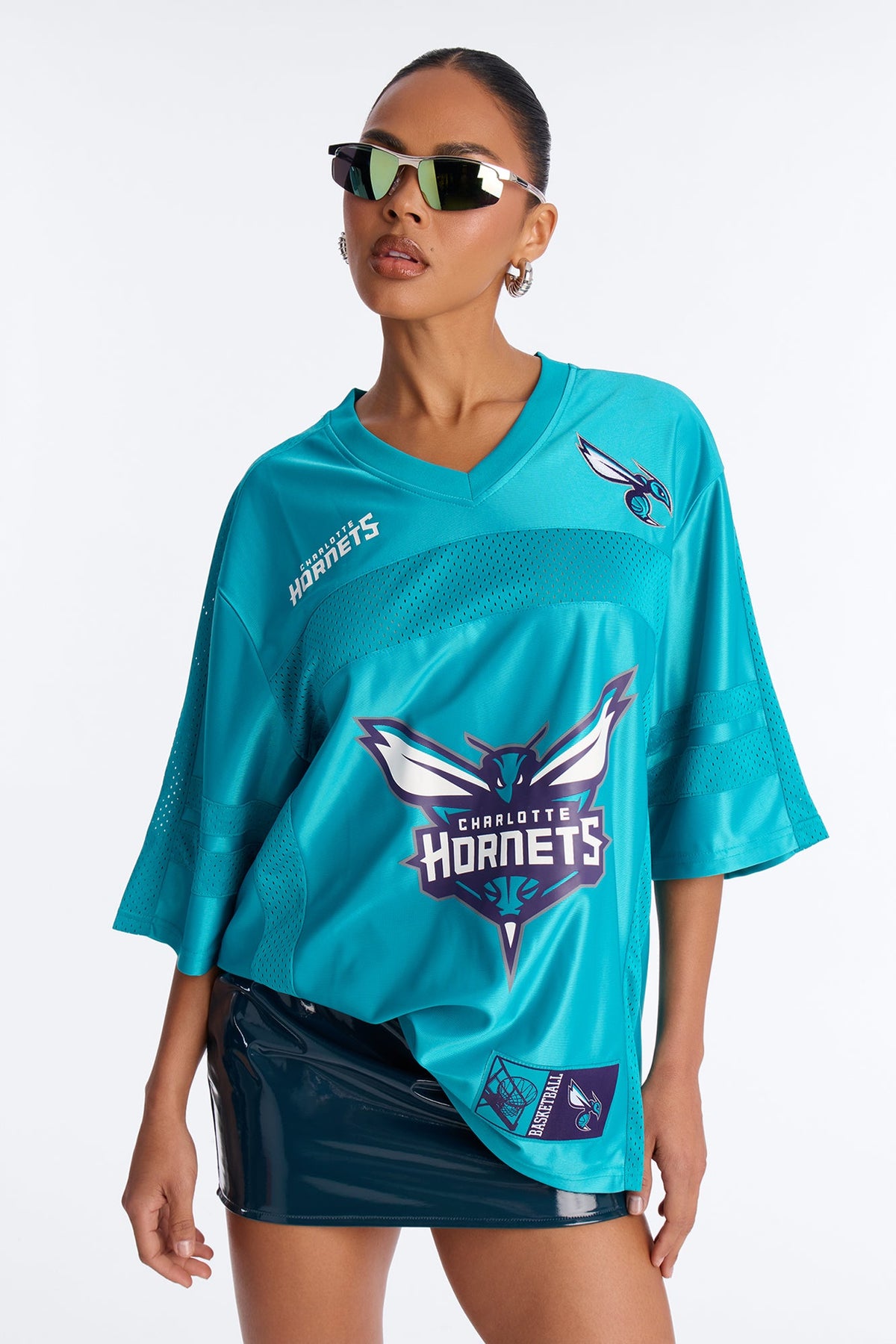 NBA Hornets Oversized Mesh Tee - Teal