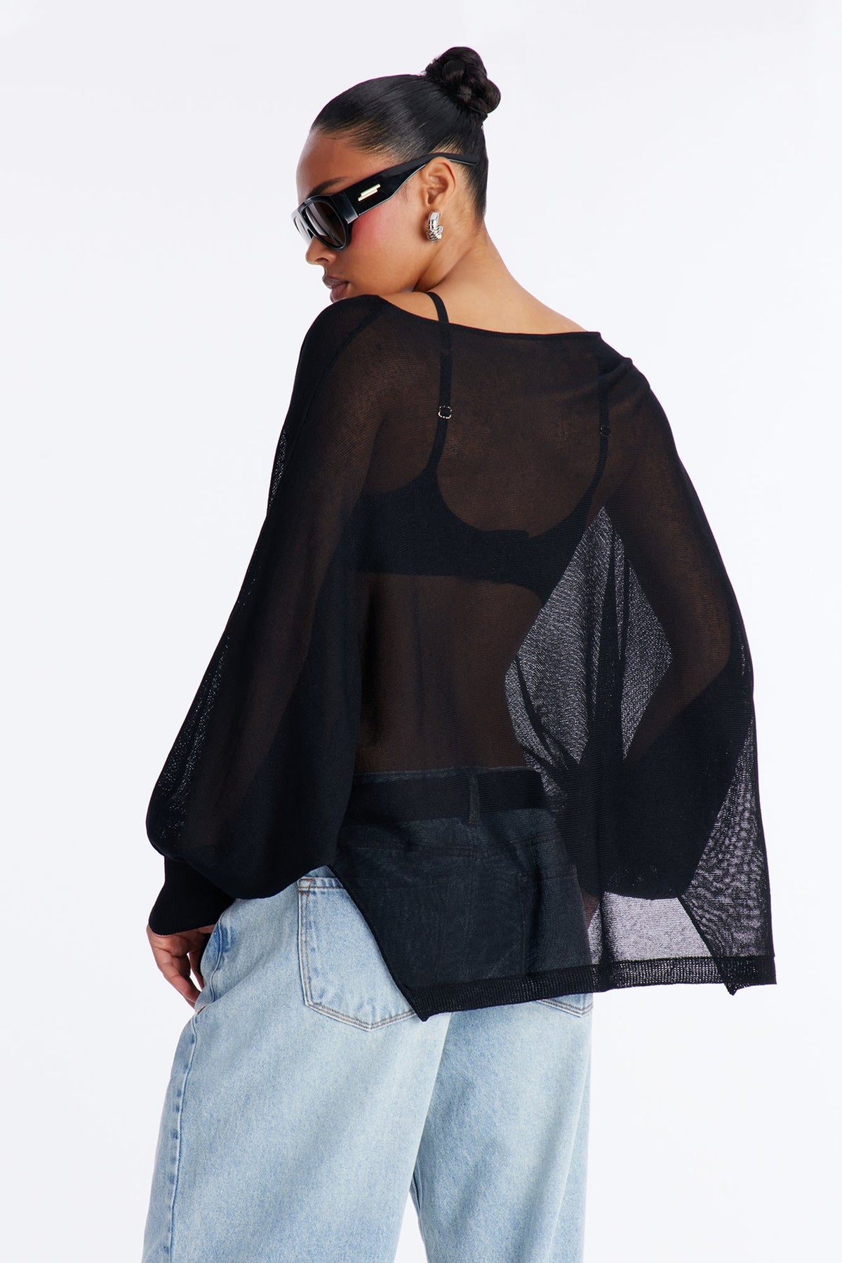Your Favorite Oversized Sheer Sweater Top - Black