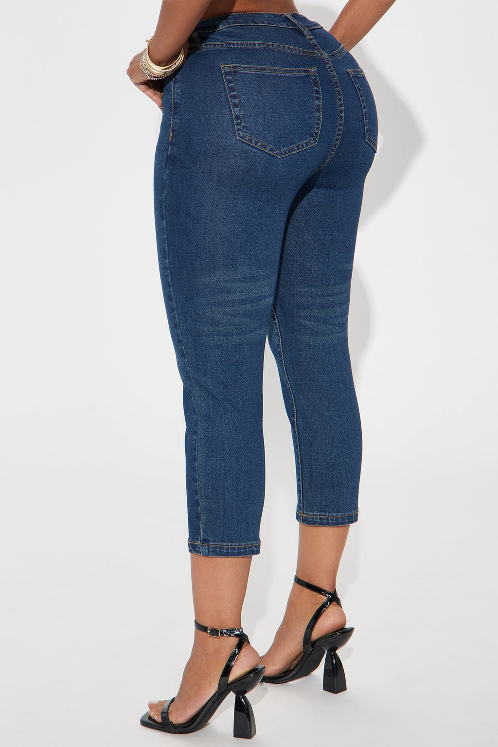 Wait Up Stretch Denim Capris - Dark Wash