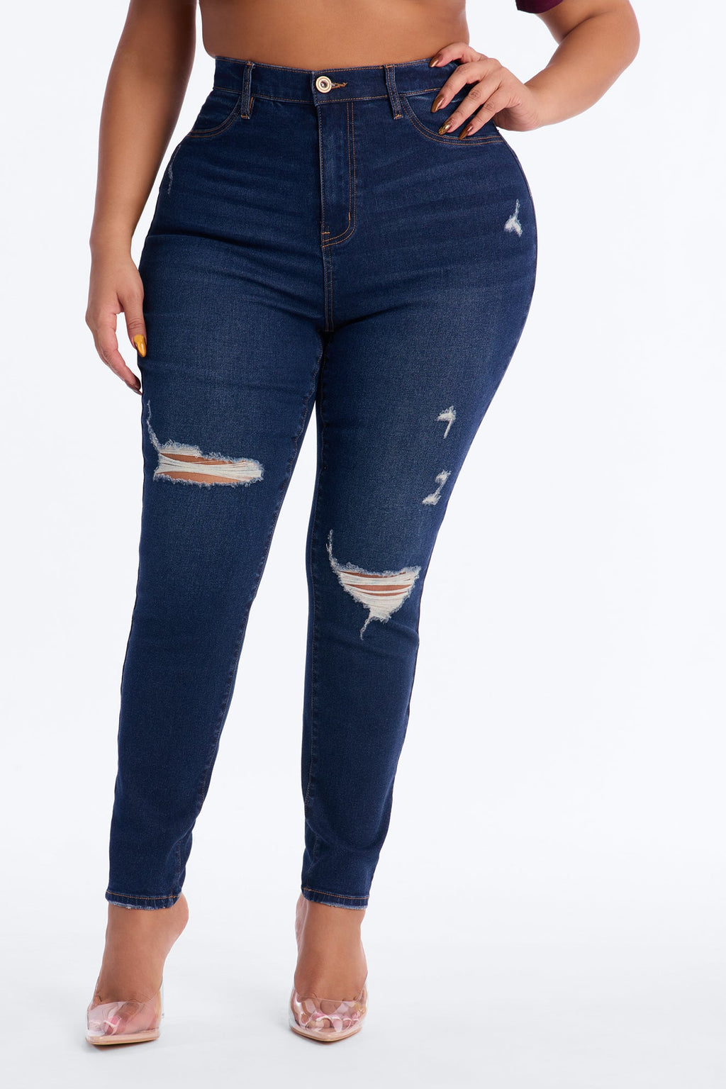 Living Life High Stretch Skinny Jeans - Dark Wash