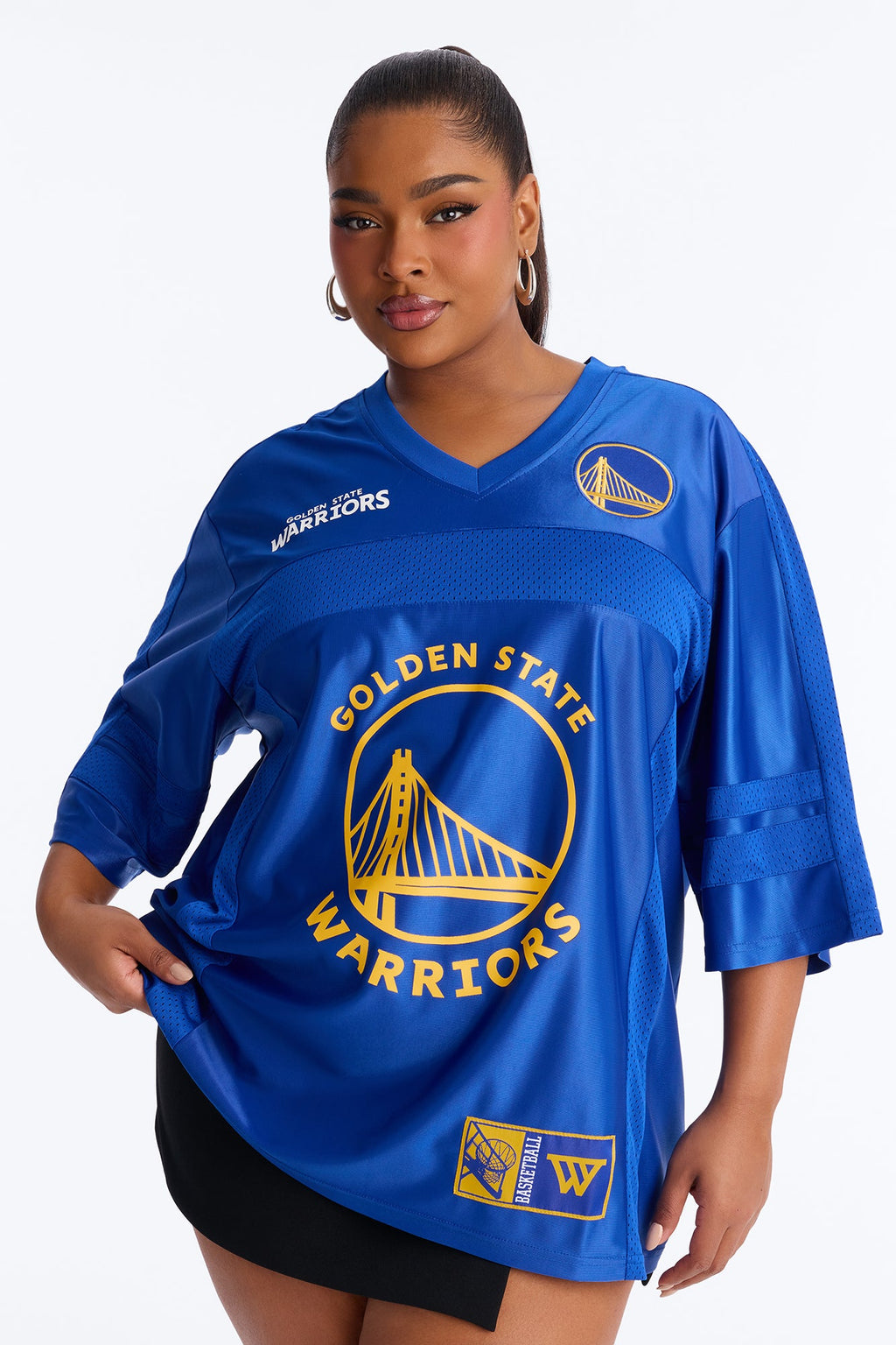 NBA Warriors Oversized Mesh Tee - Royal