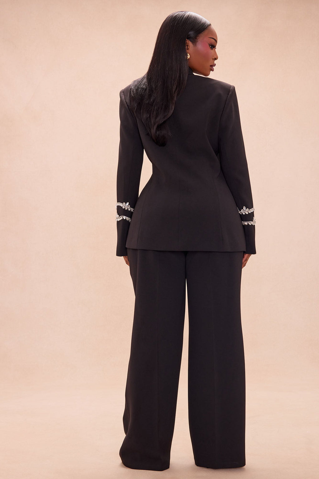 Billie Rhinestone Pant Set - Black