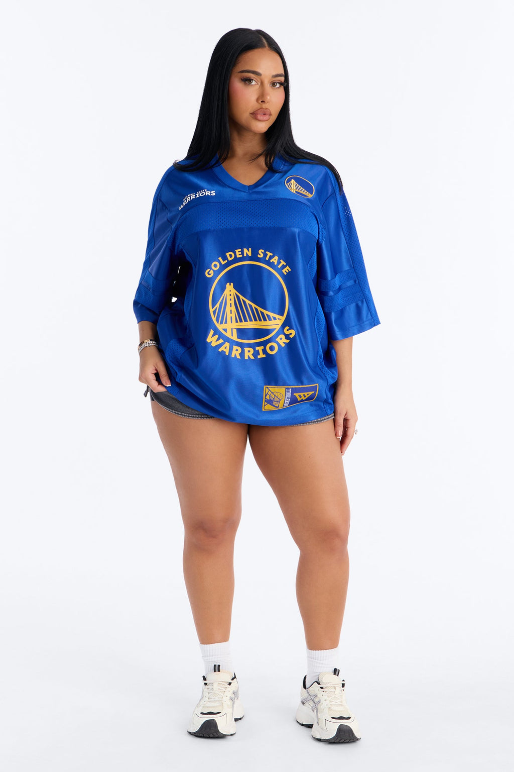 NBA Warriors Oversized Mesh Tee - Royal
