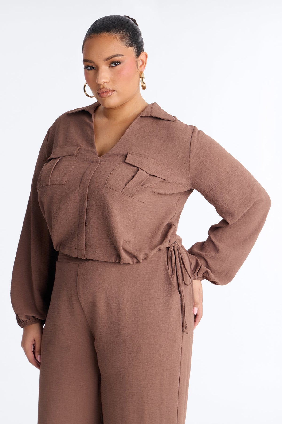 Daniela Wide Leg Pant Set - Mocha