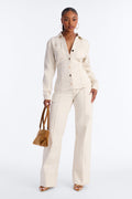 Kylie Denim Pant Set - White