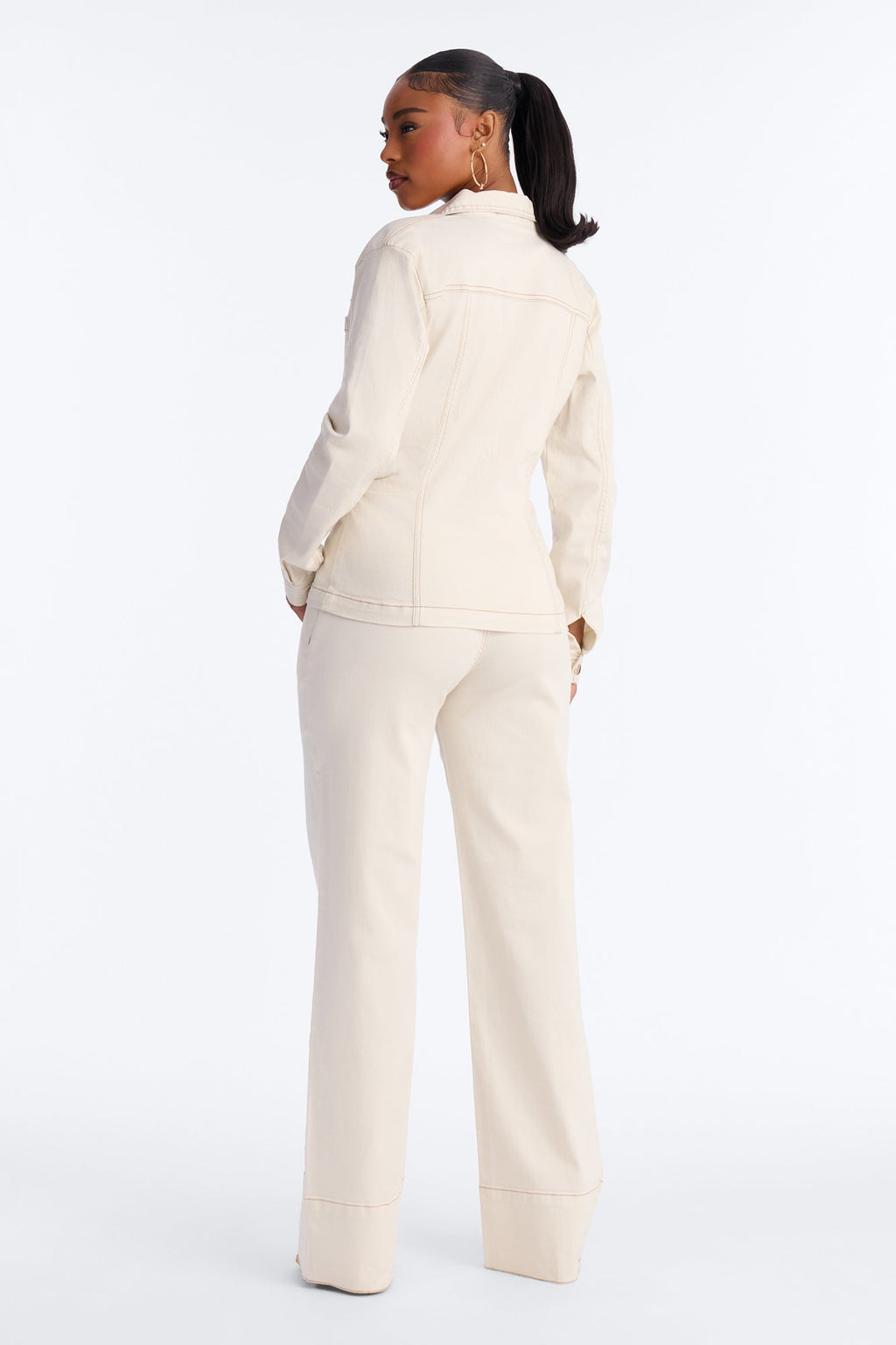 Kylie Denim Pant Set - White