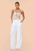 Brenda Lace Corset Pant Set - White