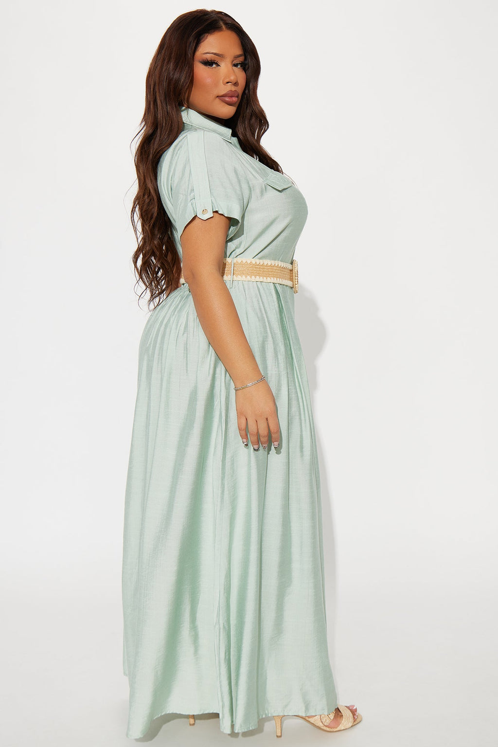 Laurel Linen Maxi Shirt Dress - Sage