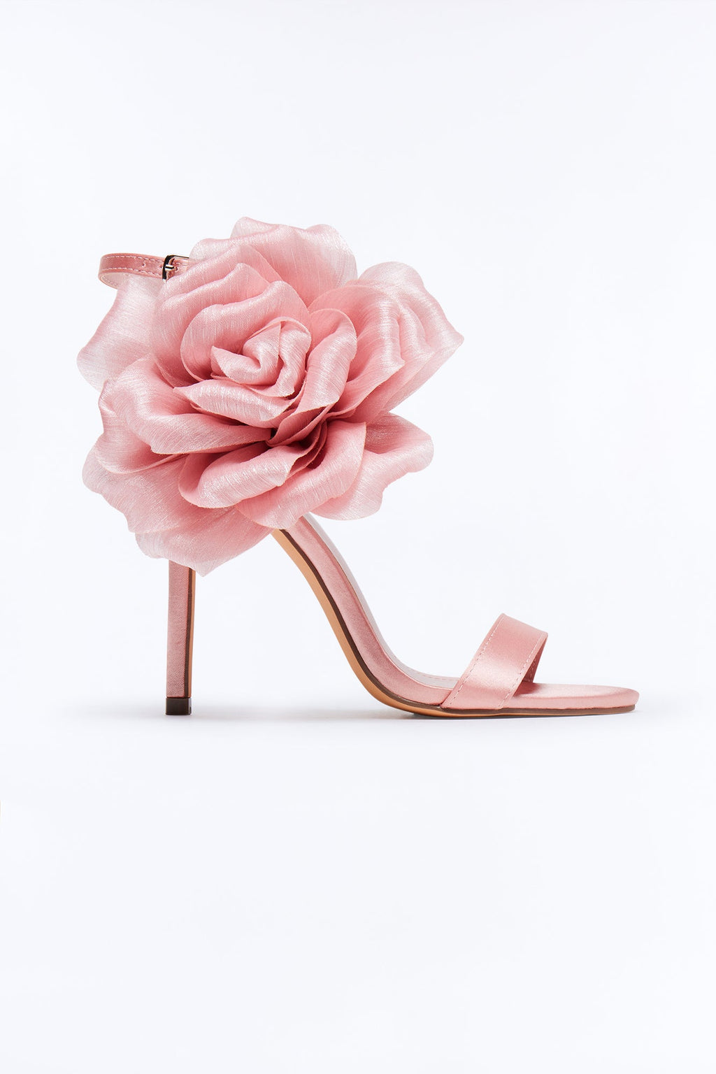 Classy Satin Flower Heels - Blush