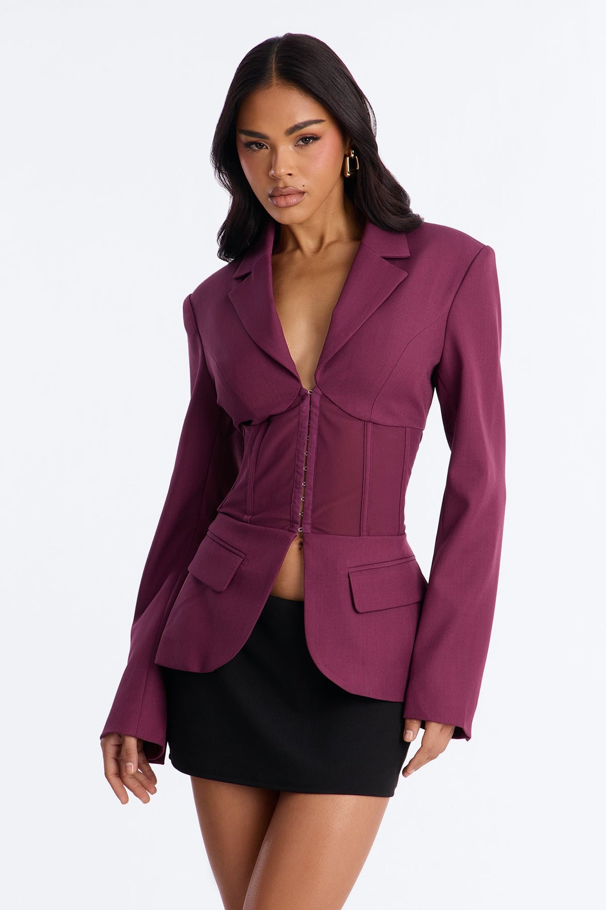 Cassandra Mesh Blazer - Plum