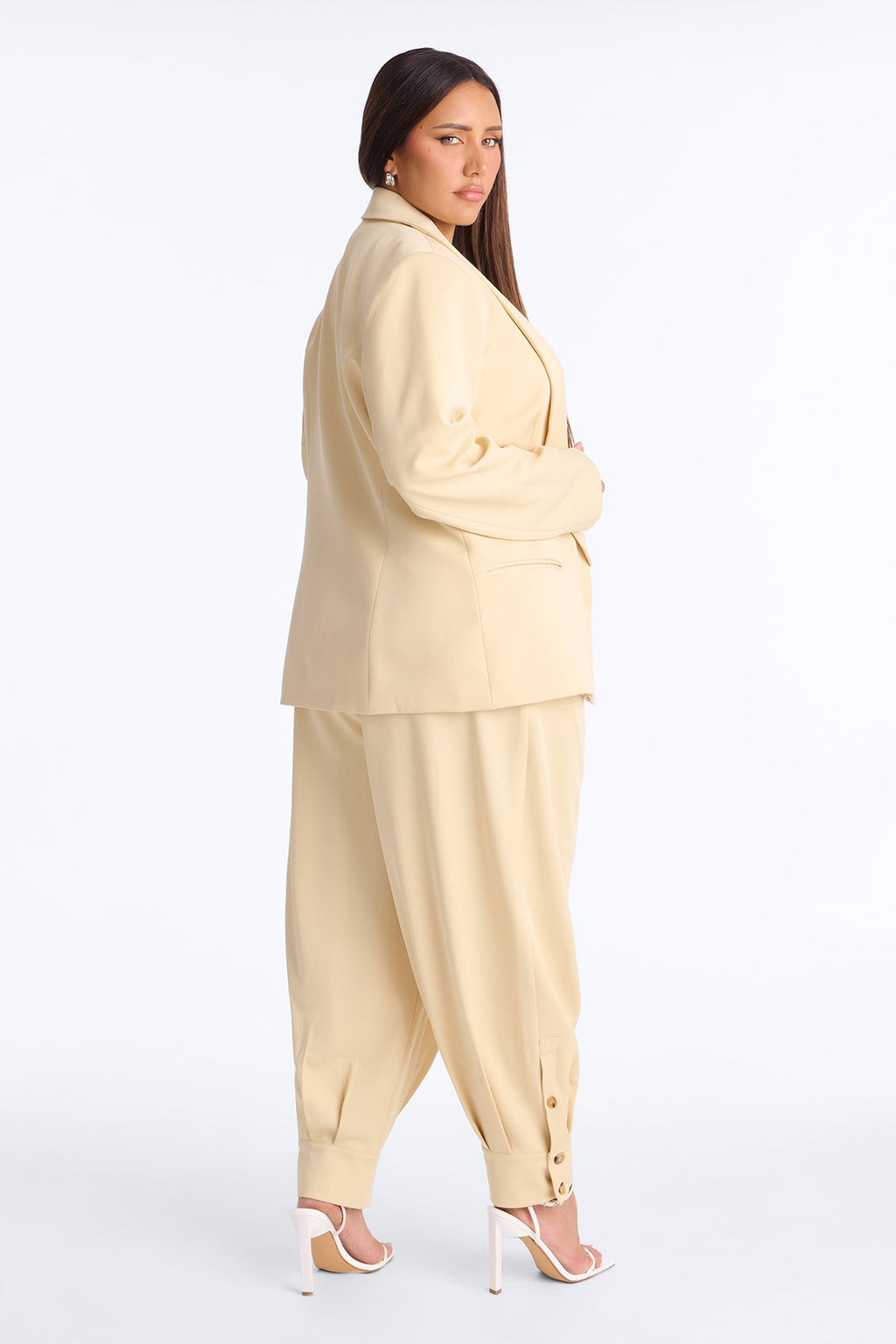 Clara Blazer Balloon Pant Set - Beige