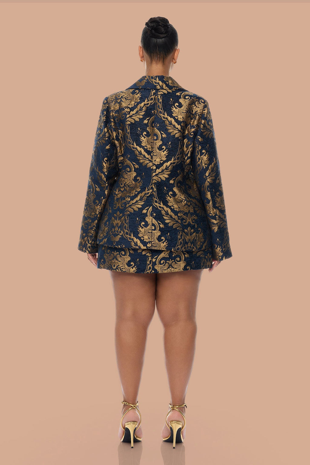 Vanya Jacquard Blazer Skirt Set - Navy/combo
