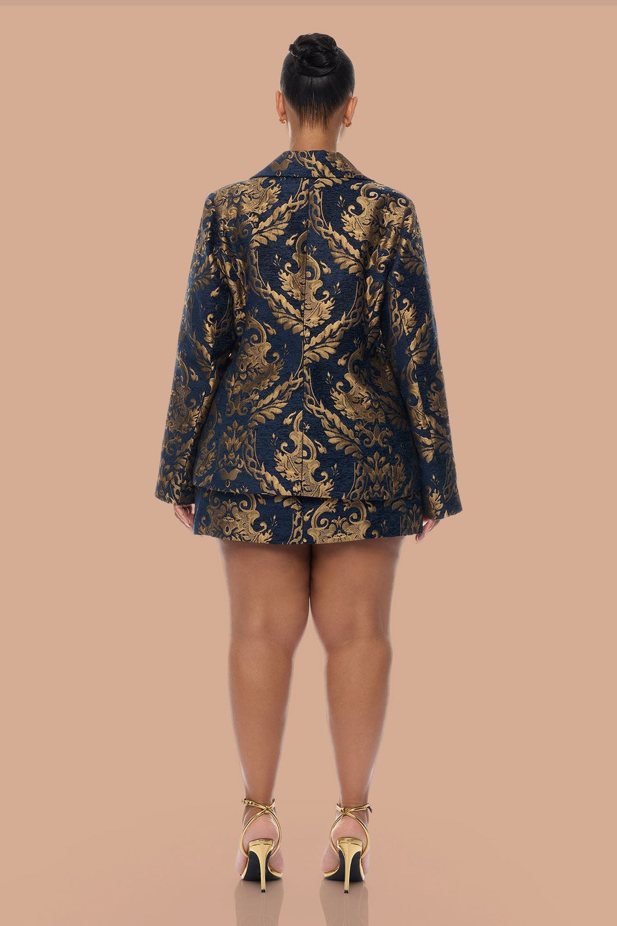 Vanya Jacquard Blazer Skirt Set - Navy/combo