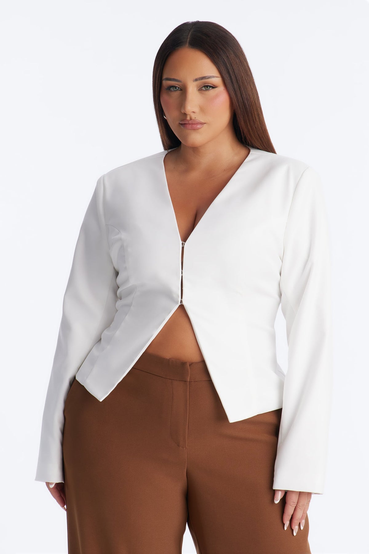 Collarless Cinched Everyday Blazer - Ivory