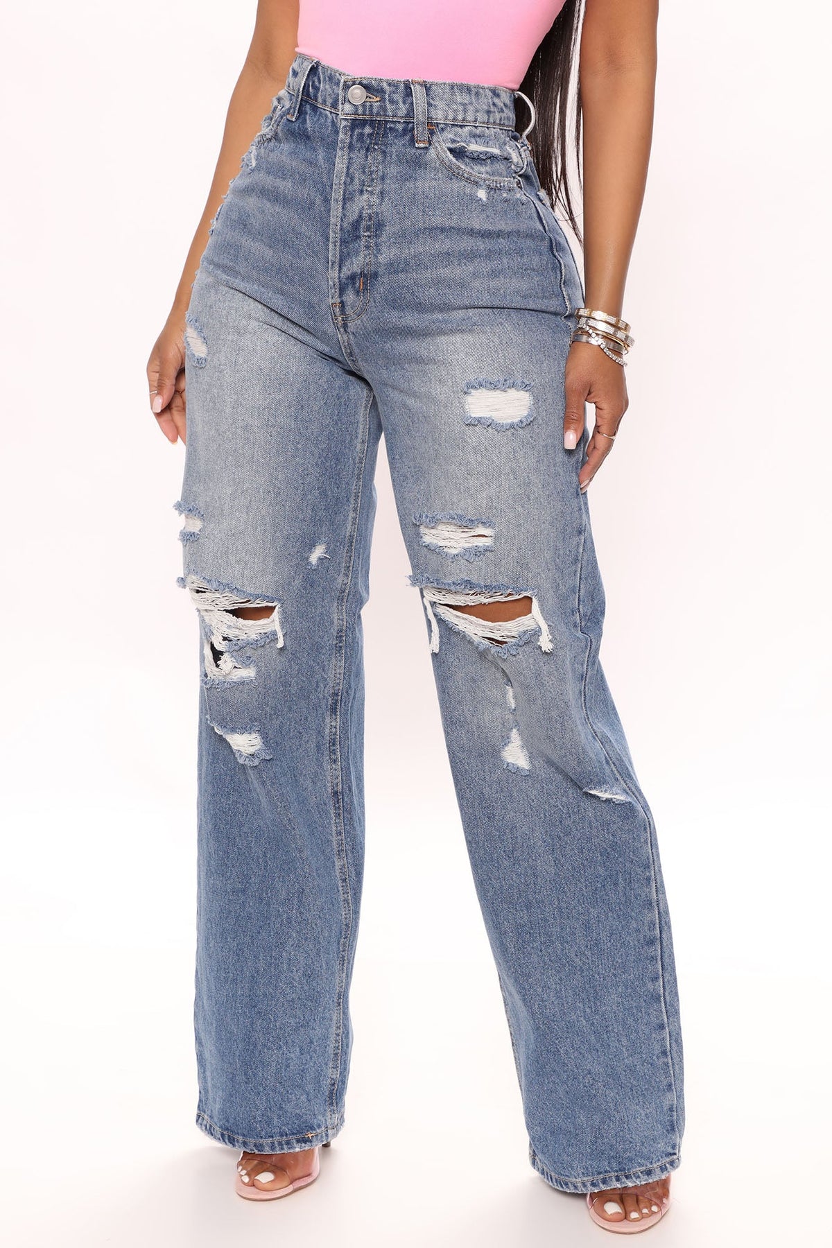 On Trend 90's Baggy Jeans - Medium Blue Wash