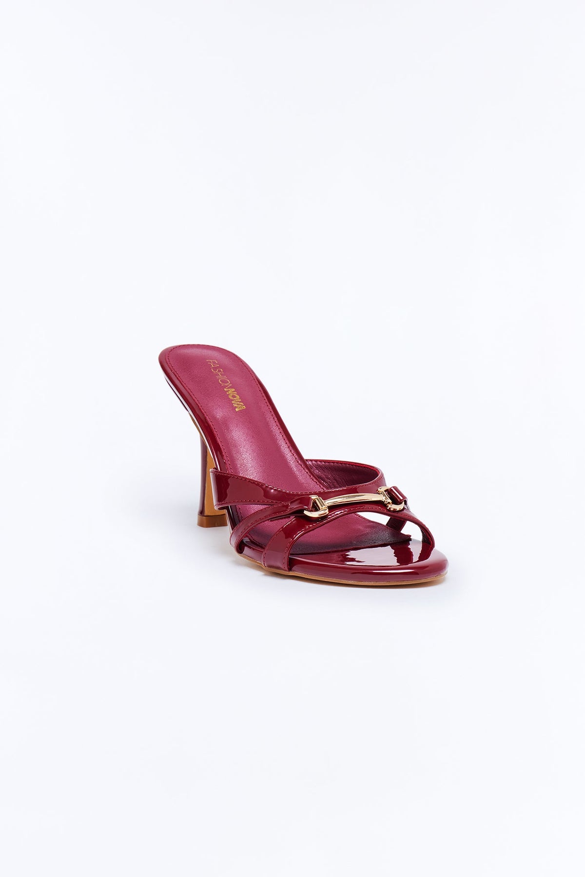 Cider Hardware Faux Patent Heels - Burgundy