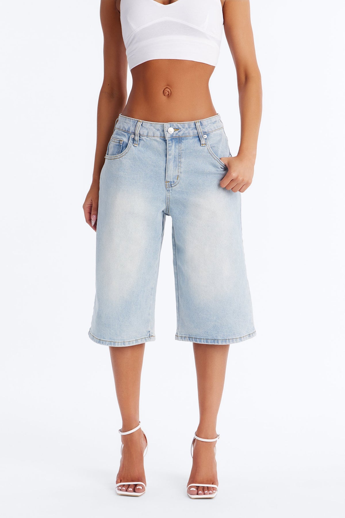 Better Like This Culotte Jeans - Light Wash