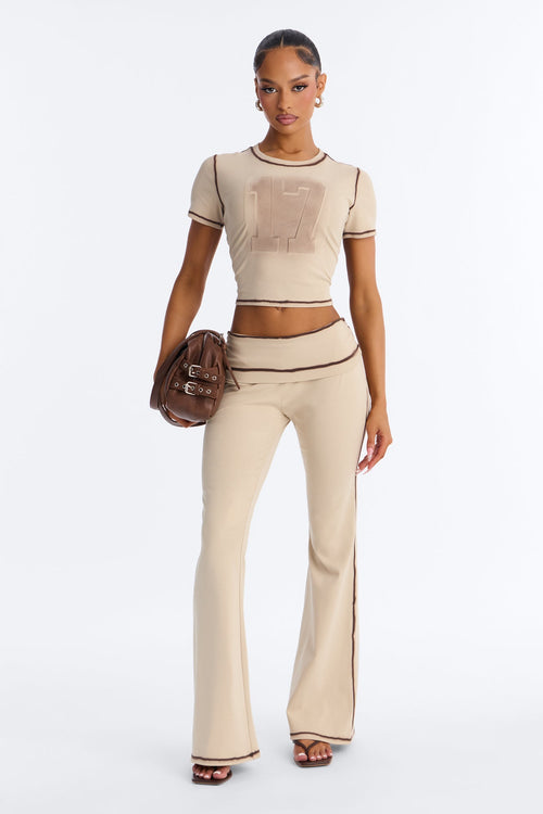 17 Again Washed Short Sleeve Pant Set - Taupe/combo