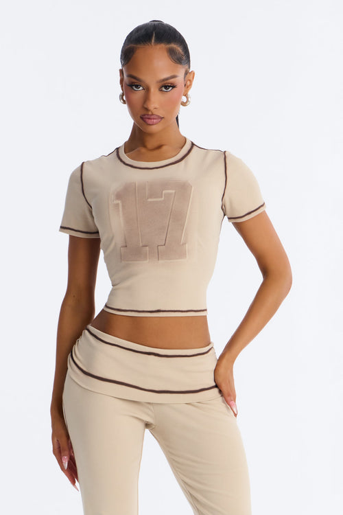 17 Again Washed Short Sleeve Pant Set - Taupe/combo