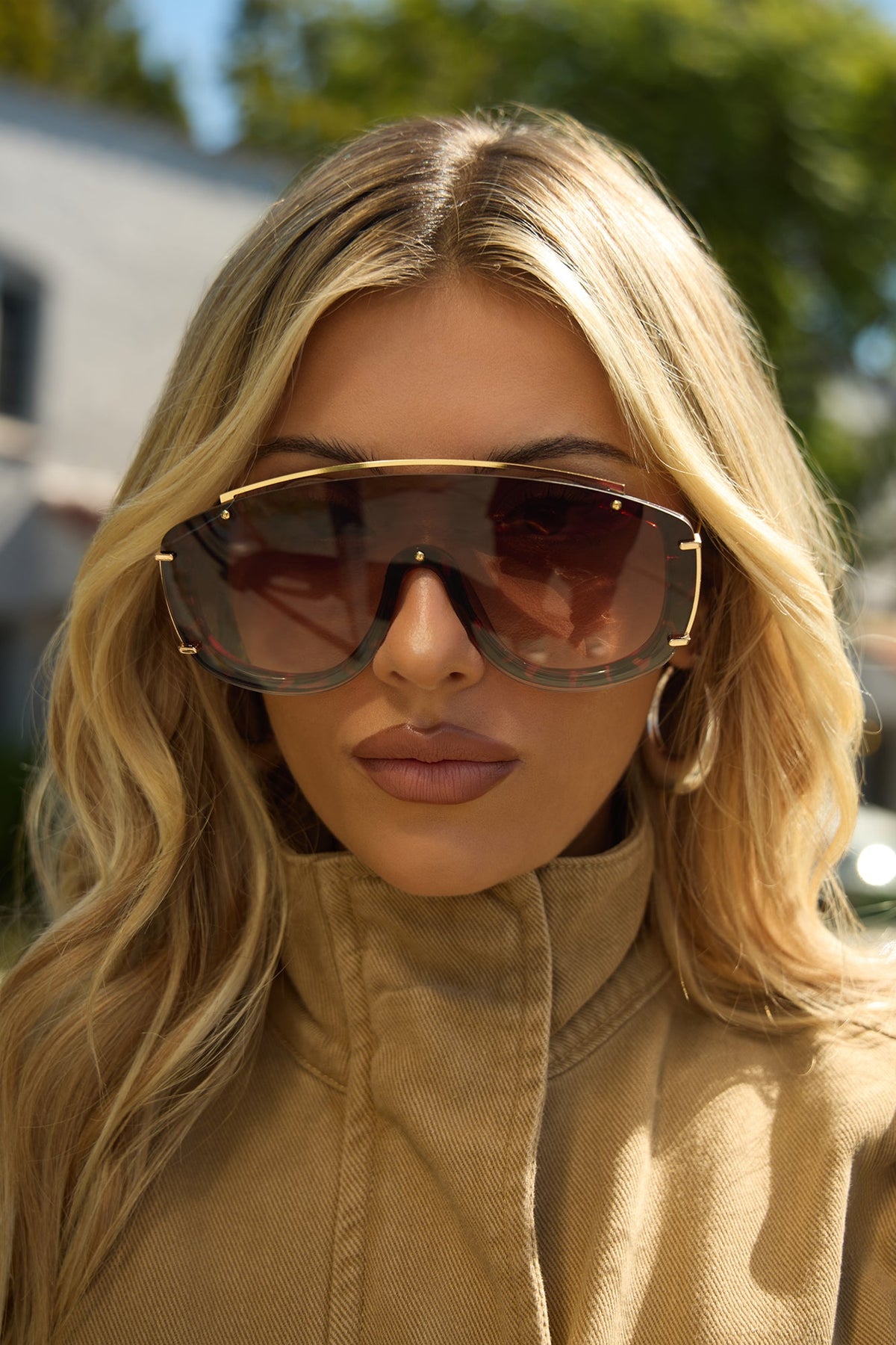 Keep Them Cute Shield Sunglasses - Tortoise