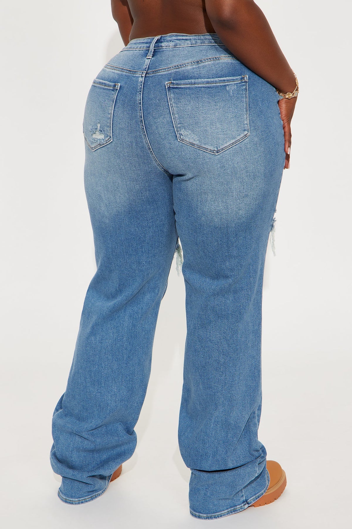 Tall Remi Ripped Stretch Baggy Jeans - Medium Wash
