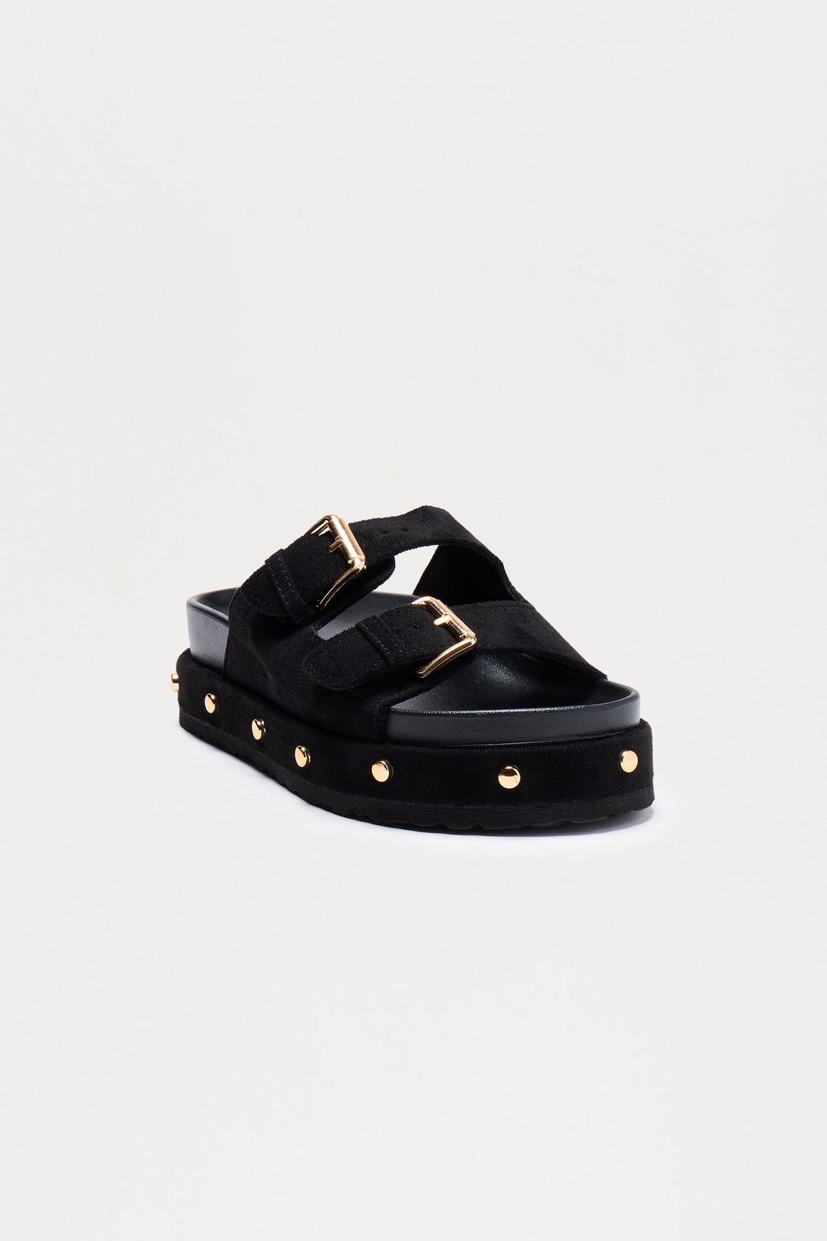 Chanti Buckle Studded Sandals - Black