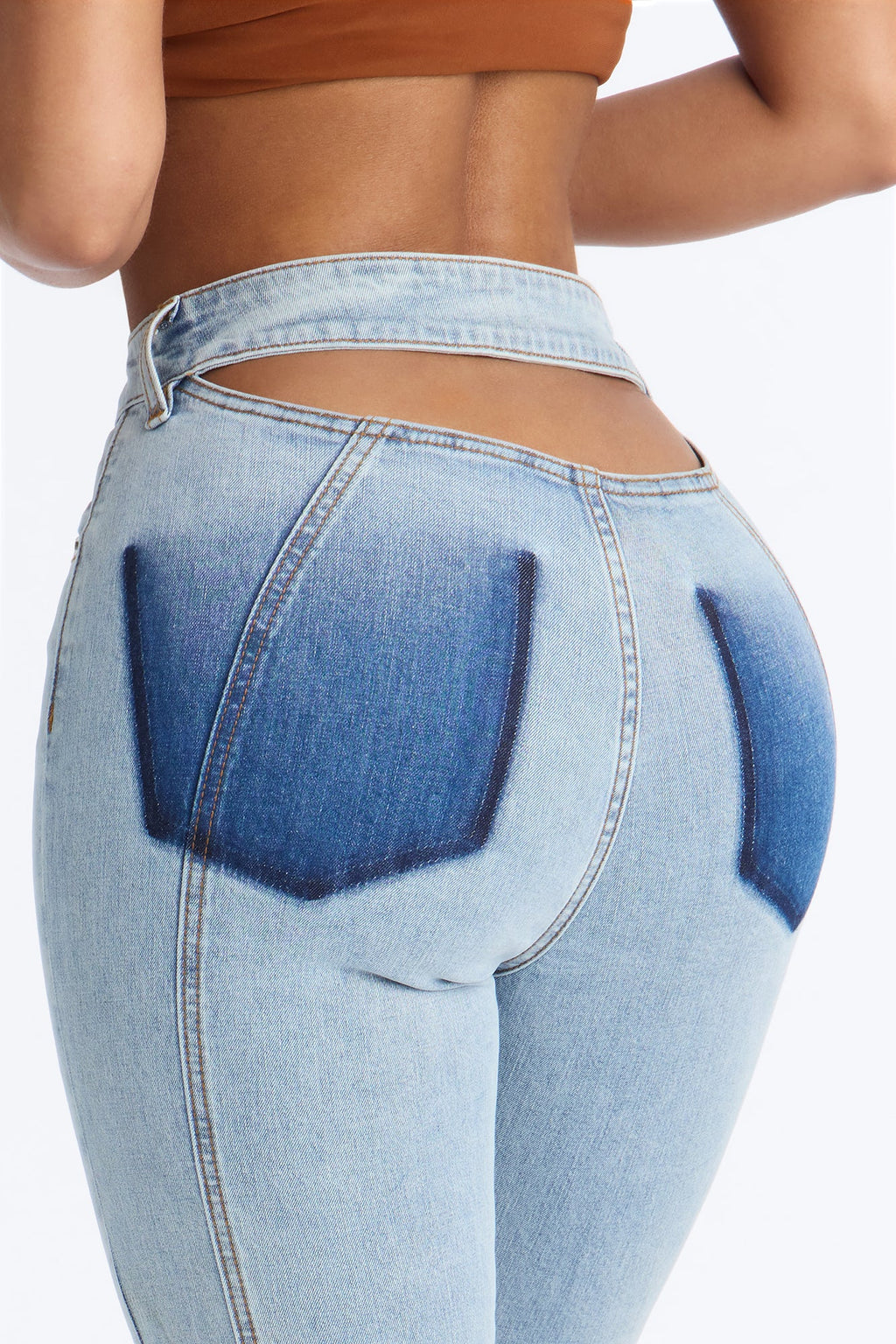Shadow Play High Rise Cut Out Skinny Jeans - Light Wash