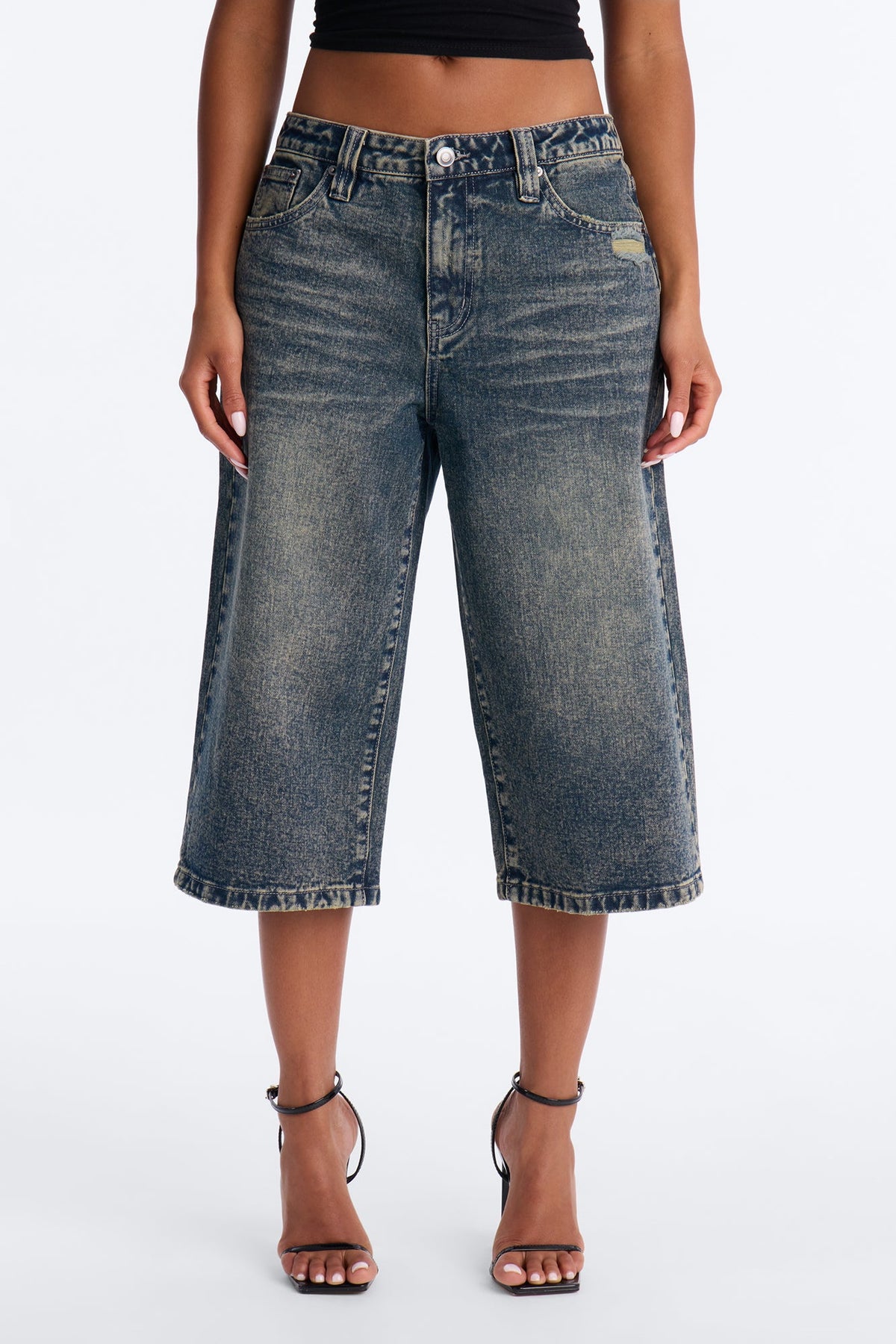 De Moda Tinted Culotte Jeans - Vintage Wash