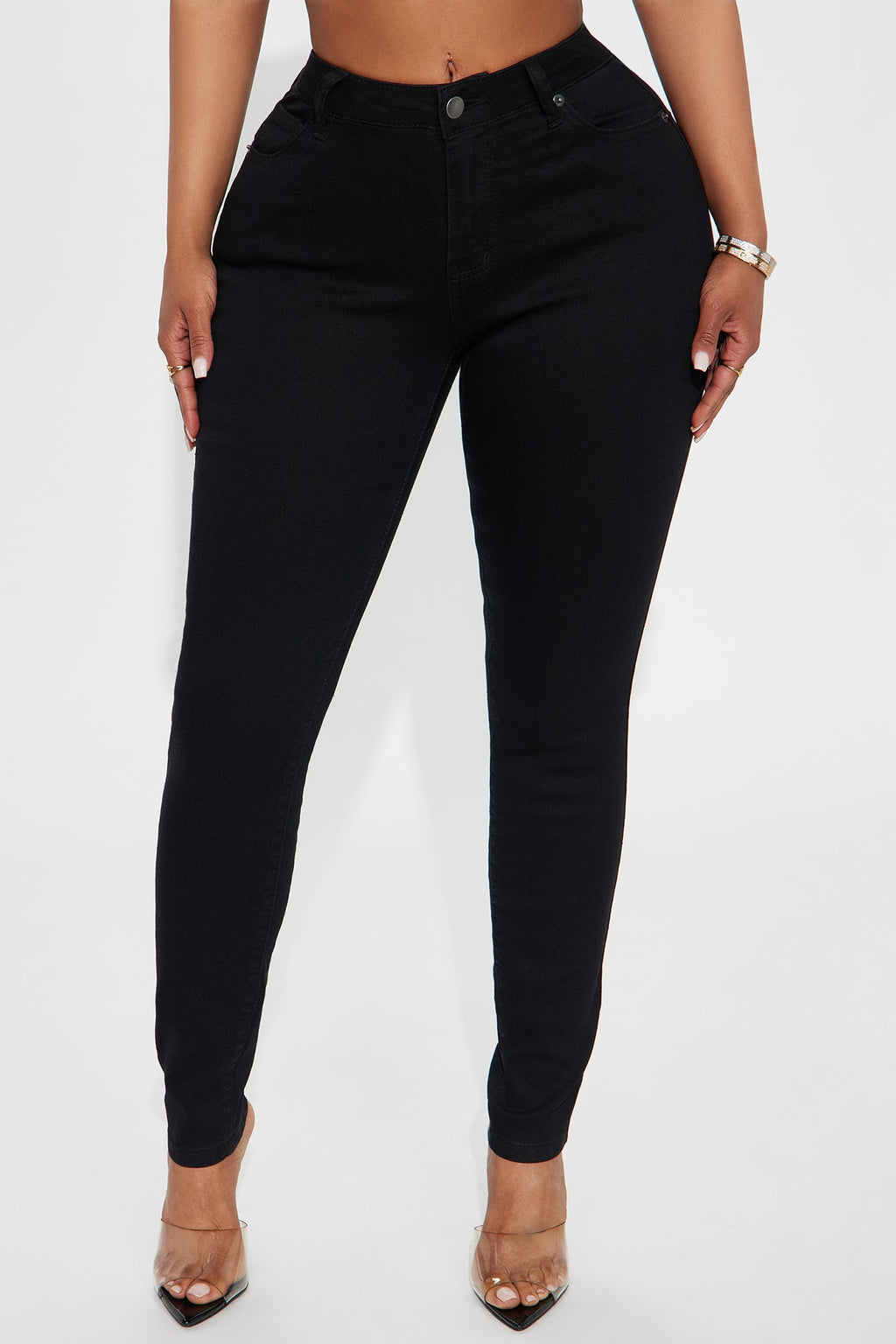 Coraline Mid Rise Skinny Jeans - Black