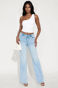 Tall Make My Day Stretch Wide Leg Jeans - Light Wash