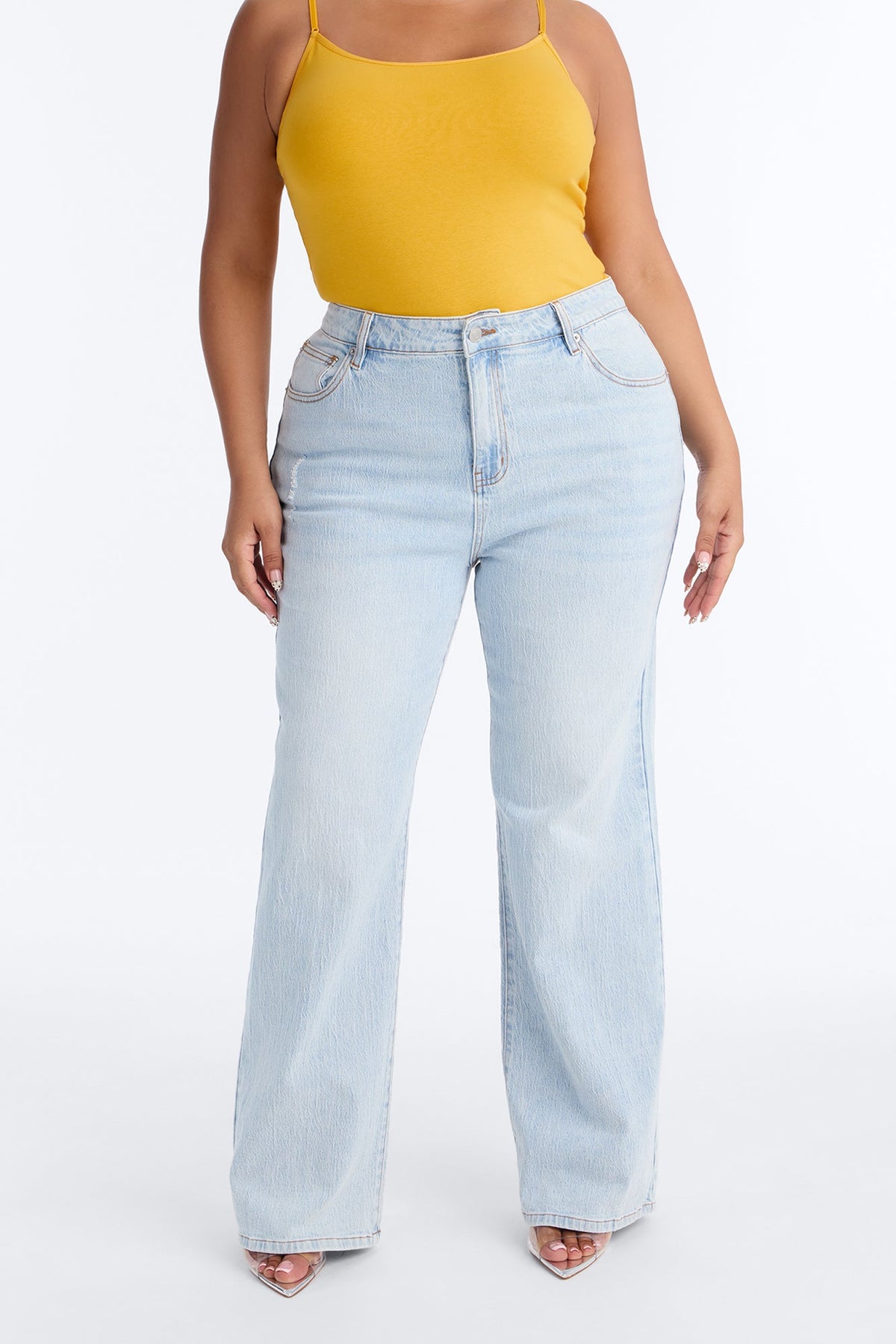 Next Chapter High Rise Stretch Straight Leg Jeans - Light Wash