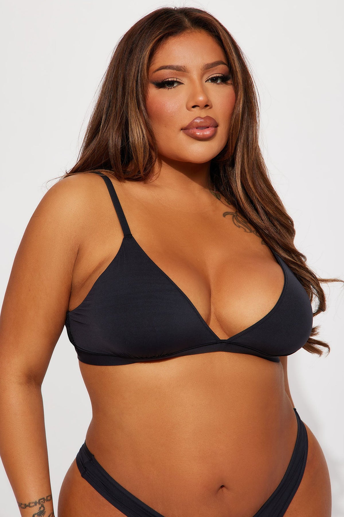Light As A Feather Microfiber Triangle Bralette - Black