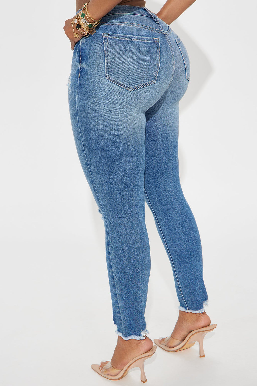 See Me Now Ripped Ankle Skinny Jean - Medium Wash