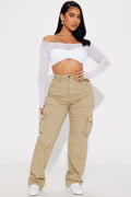 Won't Be Knocked Down Cargo Boyfriend Jeans - Khaki