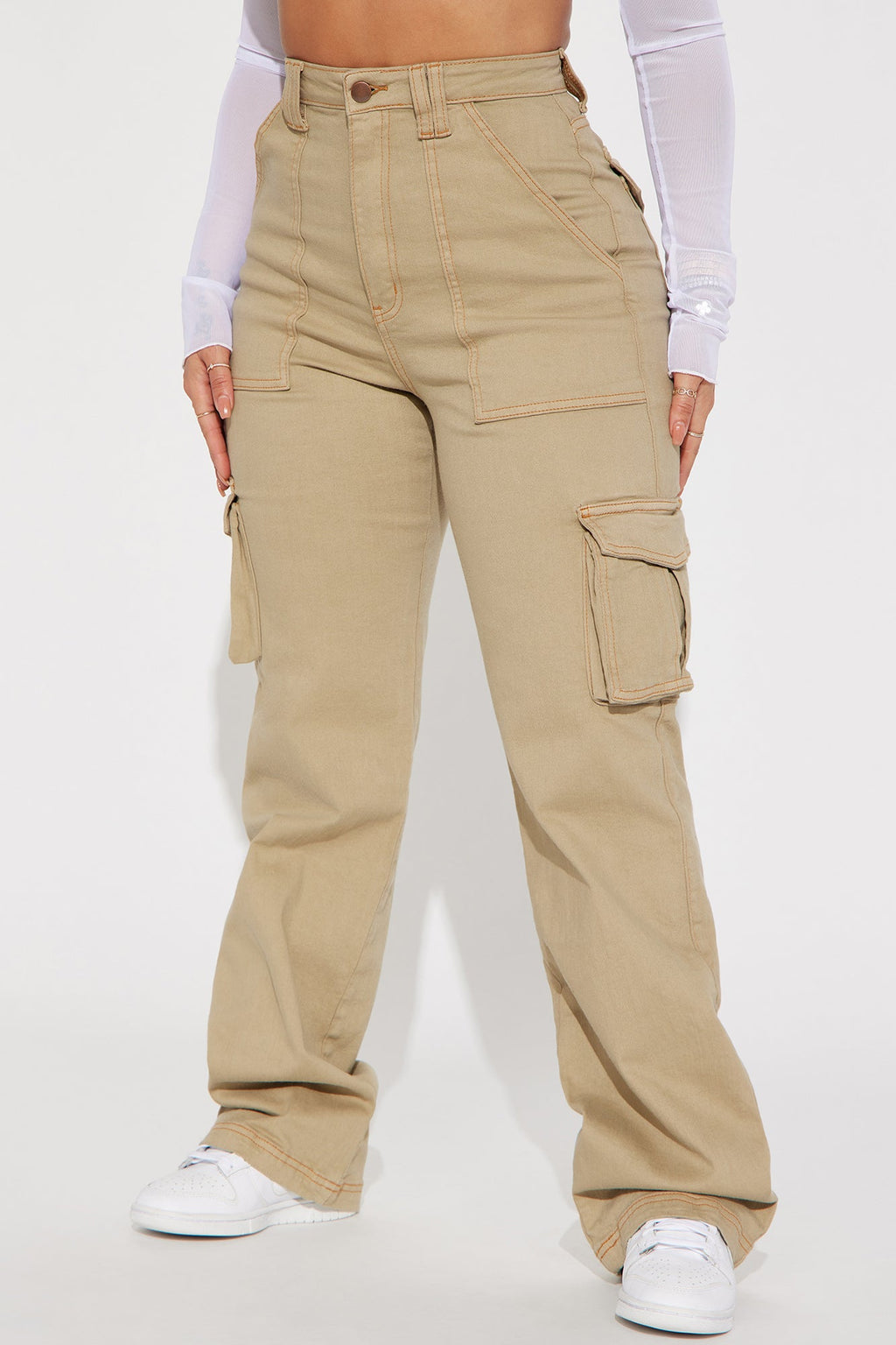 Won't Be Knocked Down Cargo Boyfriend Jeans - Khaki