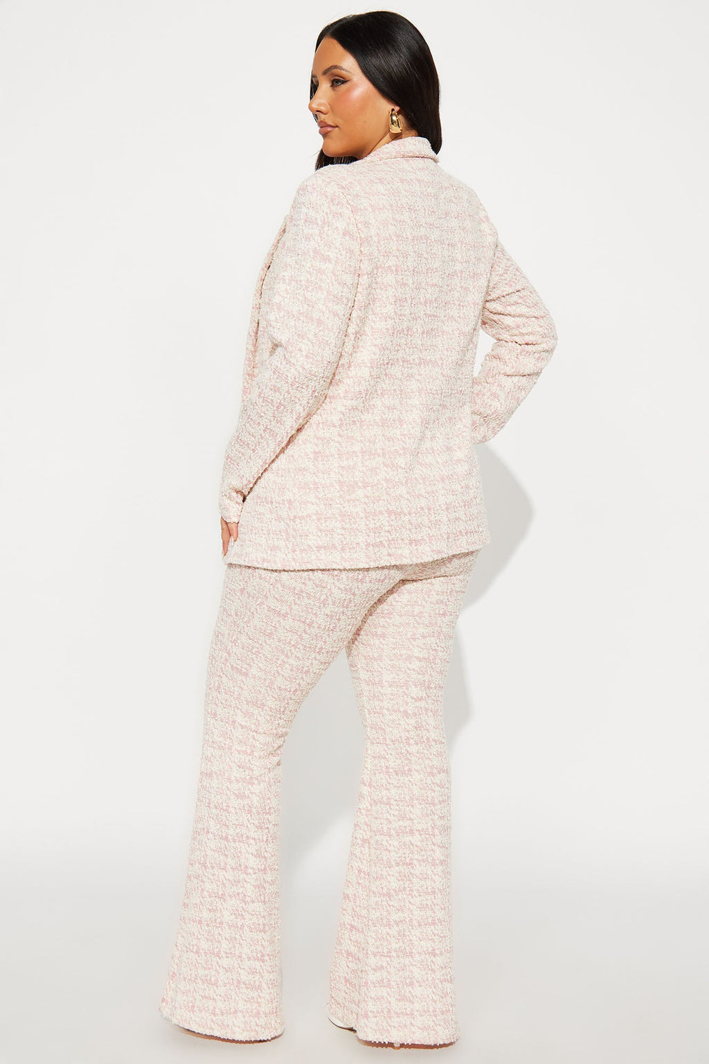 Avery Knit Tweed Blazer Pant Set - Pink