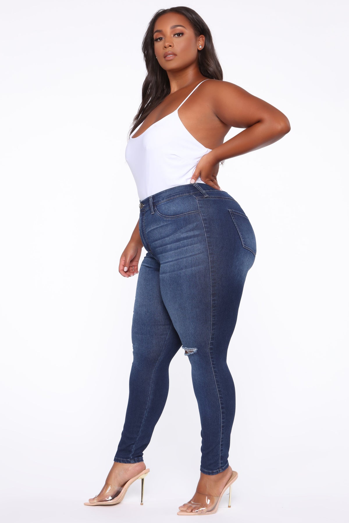 Swing My Way High Rise Skinny Jeans - Medium Blue Wash