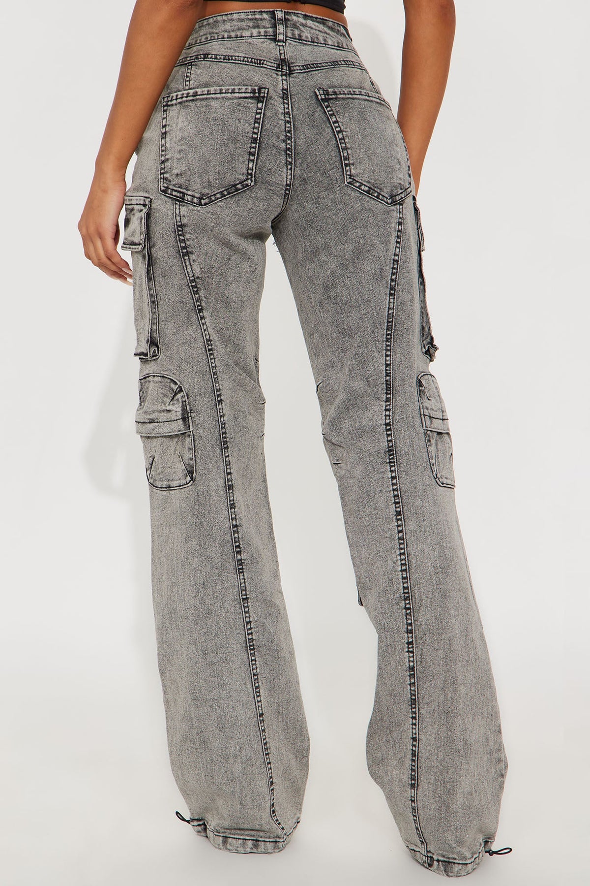 Tall Fairfax High Rise Stretch Cargo Jeans - Acid Wash Grey