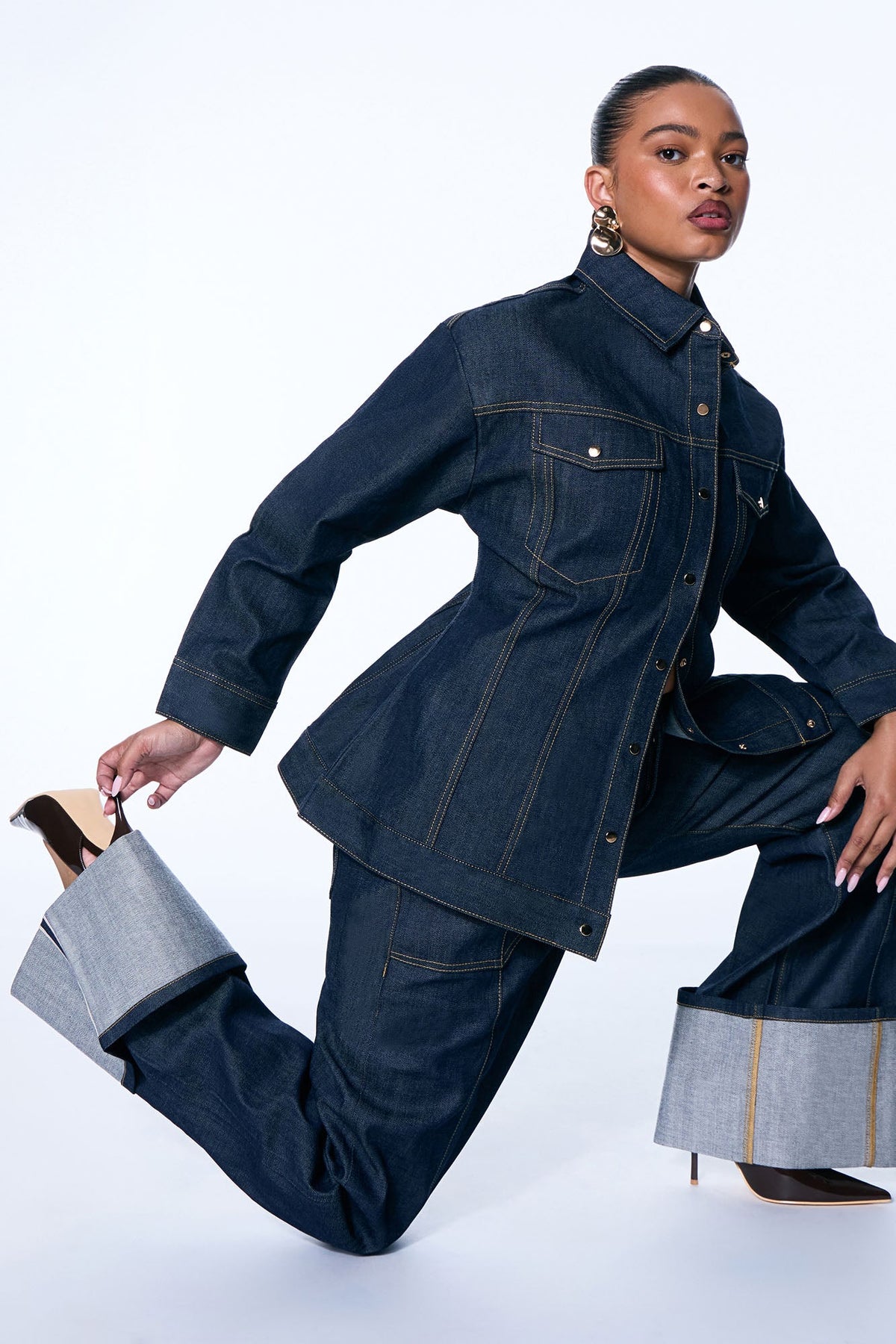 Premium Selvedge Sculpted Denim Jacket - Dark Denim