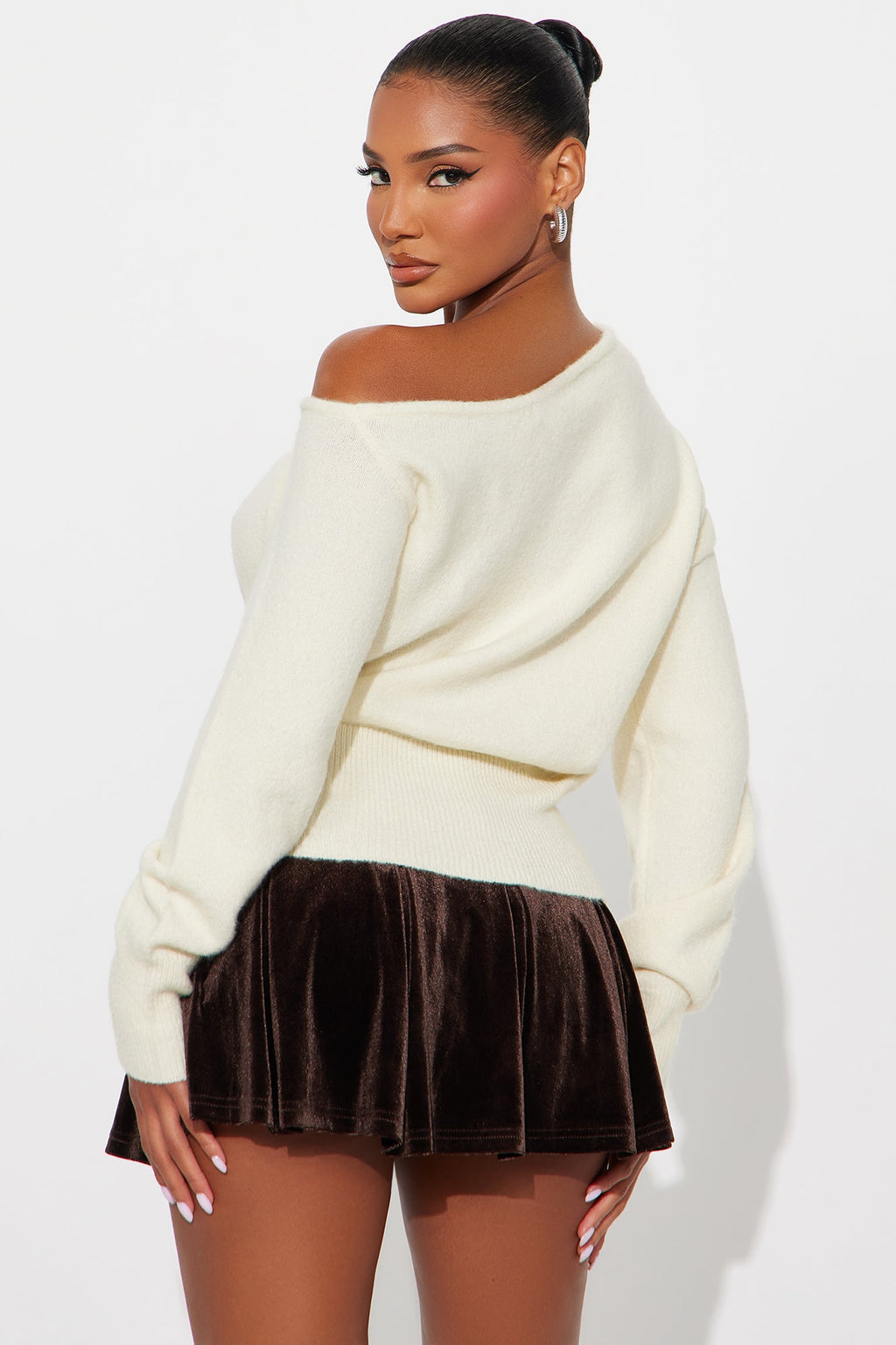 Just For Fun One Shoulder Sweater - Cream
