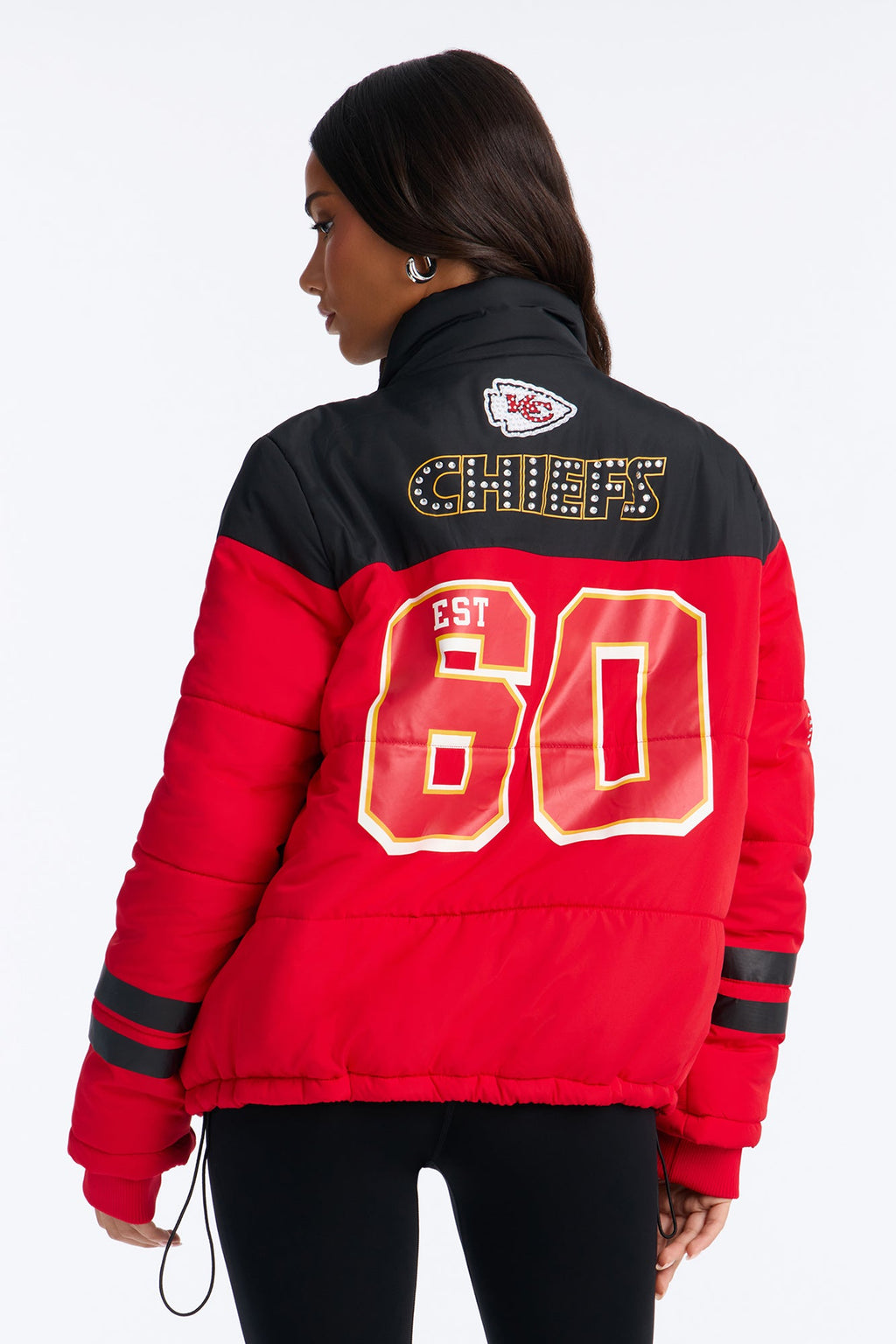 NFL Chiefs Rhinestone Trim Puffer Jacket - Red