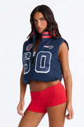 NFL New England Patriots Rhinestone Puffer Vest - Navy