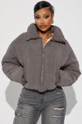 Too Hot To Handle Puffer Jacket - Grey