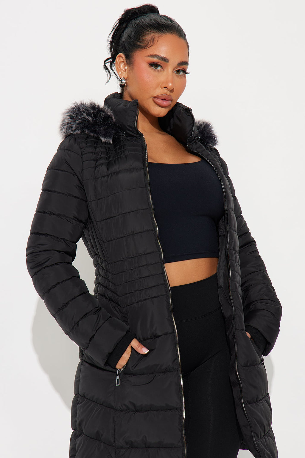Caught In The Cold Puffer Coat - Black