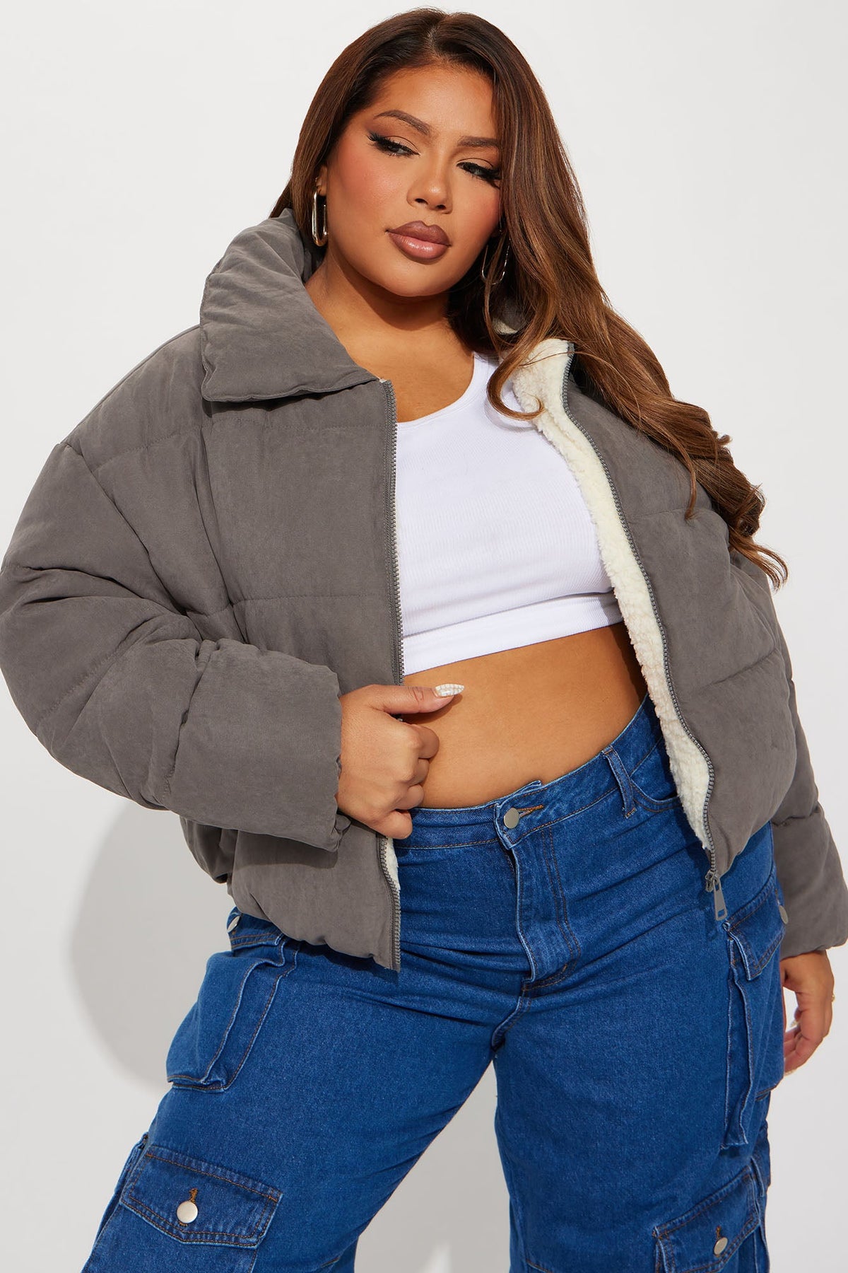 Too Hot To Handle Puffer Jacket - Grey