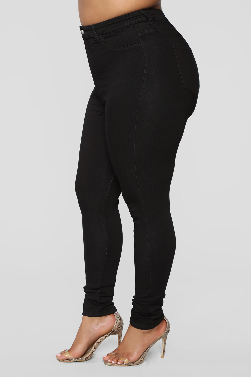 Classic High Waist Skinny Jeans - Black