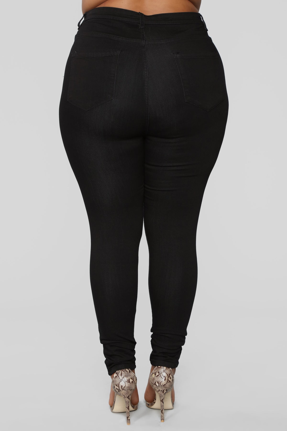 Classic High Waist Skinny Jeans - Black