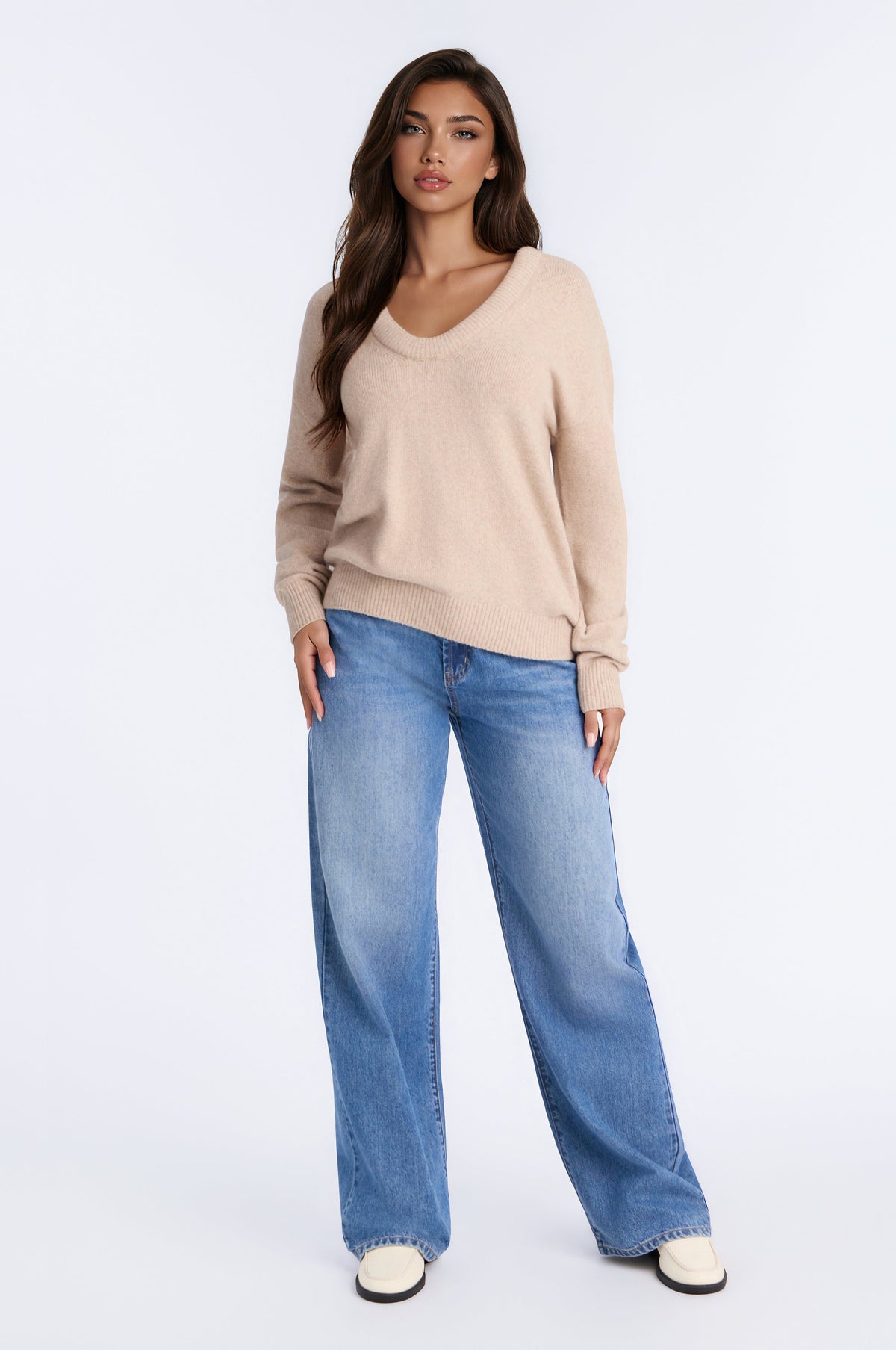 That Cozy Air U Neck Pullover Sweater - Oatmeal